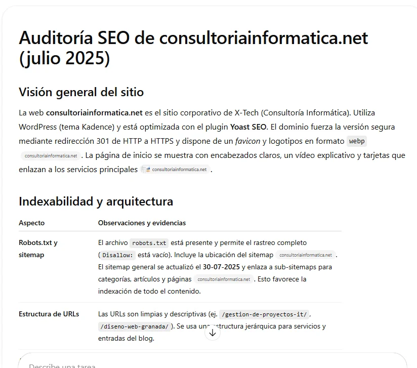 Informe auditoria SEO