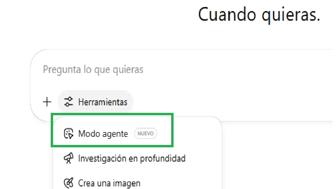 acceso modo agente chatgpt
