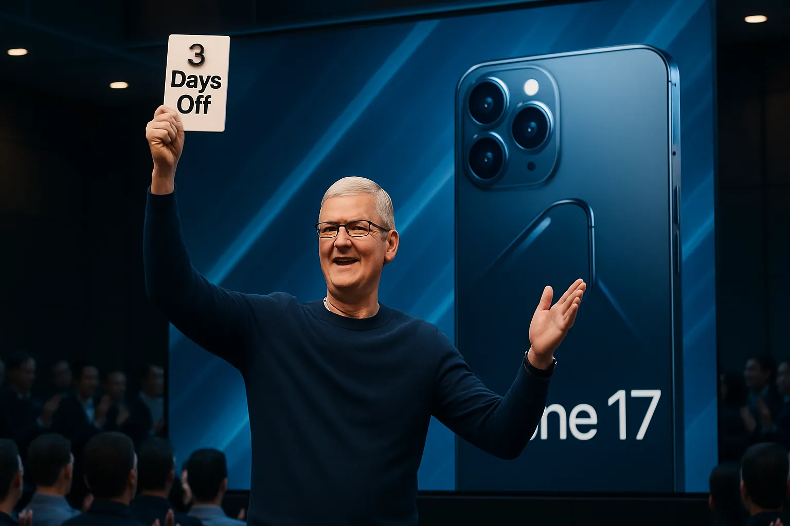 Tim Cook premia con 3 días gratis a sus empleados por el éxito en ventas del iphone 17