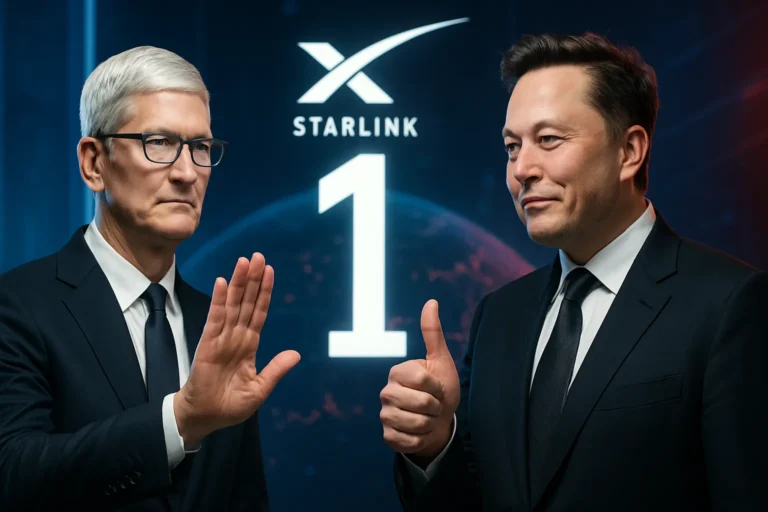Tim Cook rechazó Starlink de Elon Musk en 2022 y ahora Starlink es el número 1.