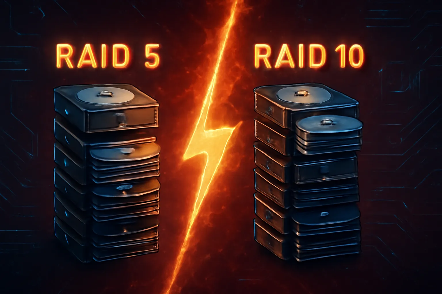 ¿Cuál es la diferencia entre RAID 5 y RAID 10?