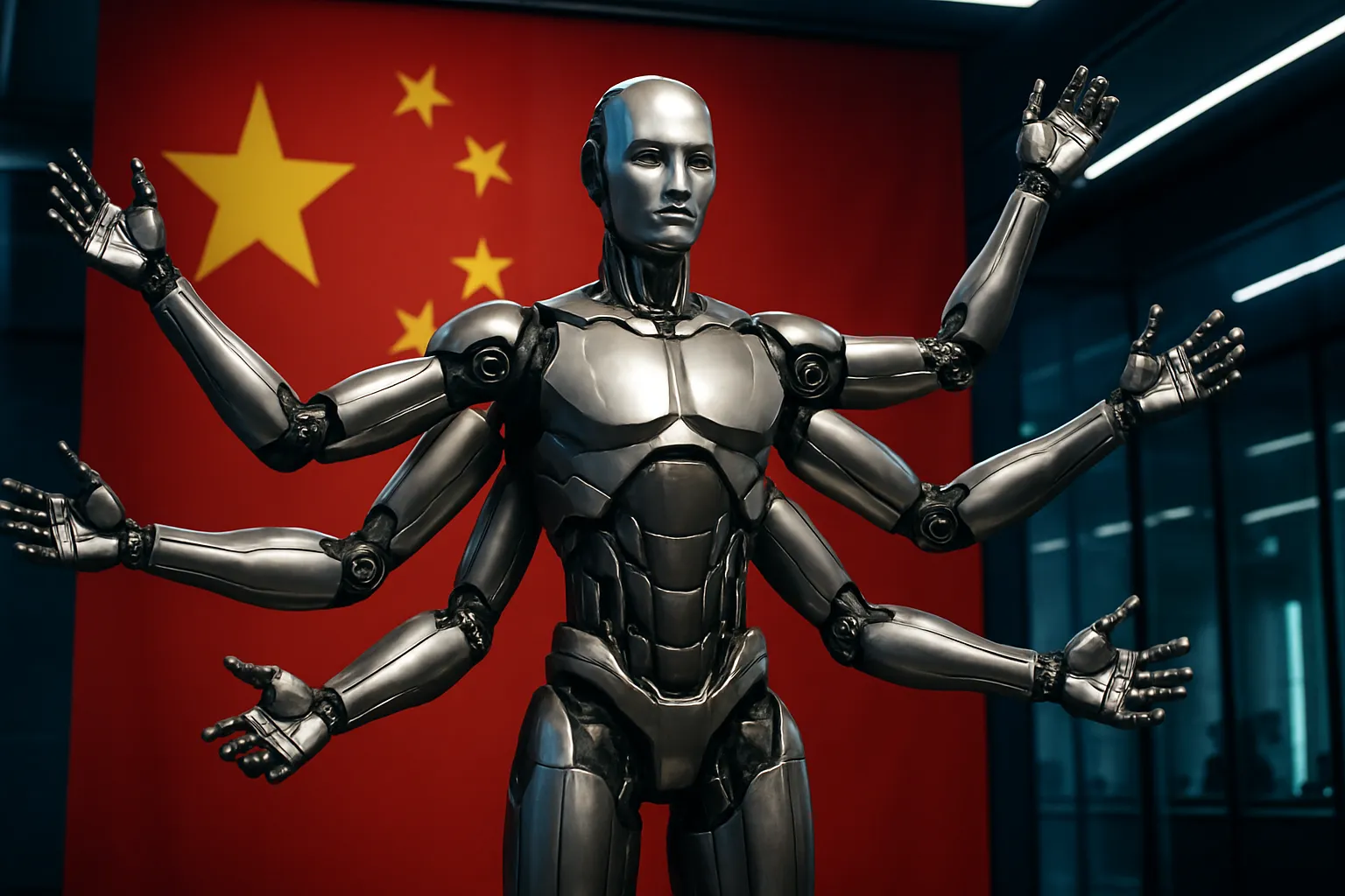 China presentar un robot con forma de humano y 6 brazos