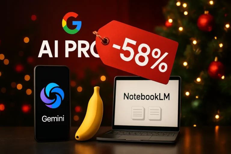 Google recorta un 58 % el precio anual de su plan AI Pro por Navidad y anima a exprimir Gemini 3, Nano Banana y NotebookLM al máximo.