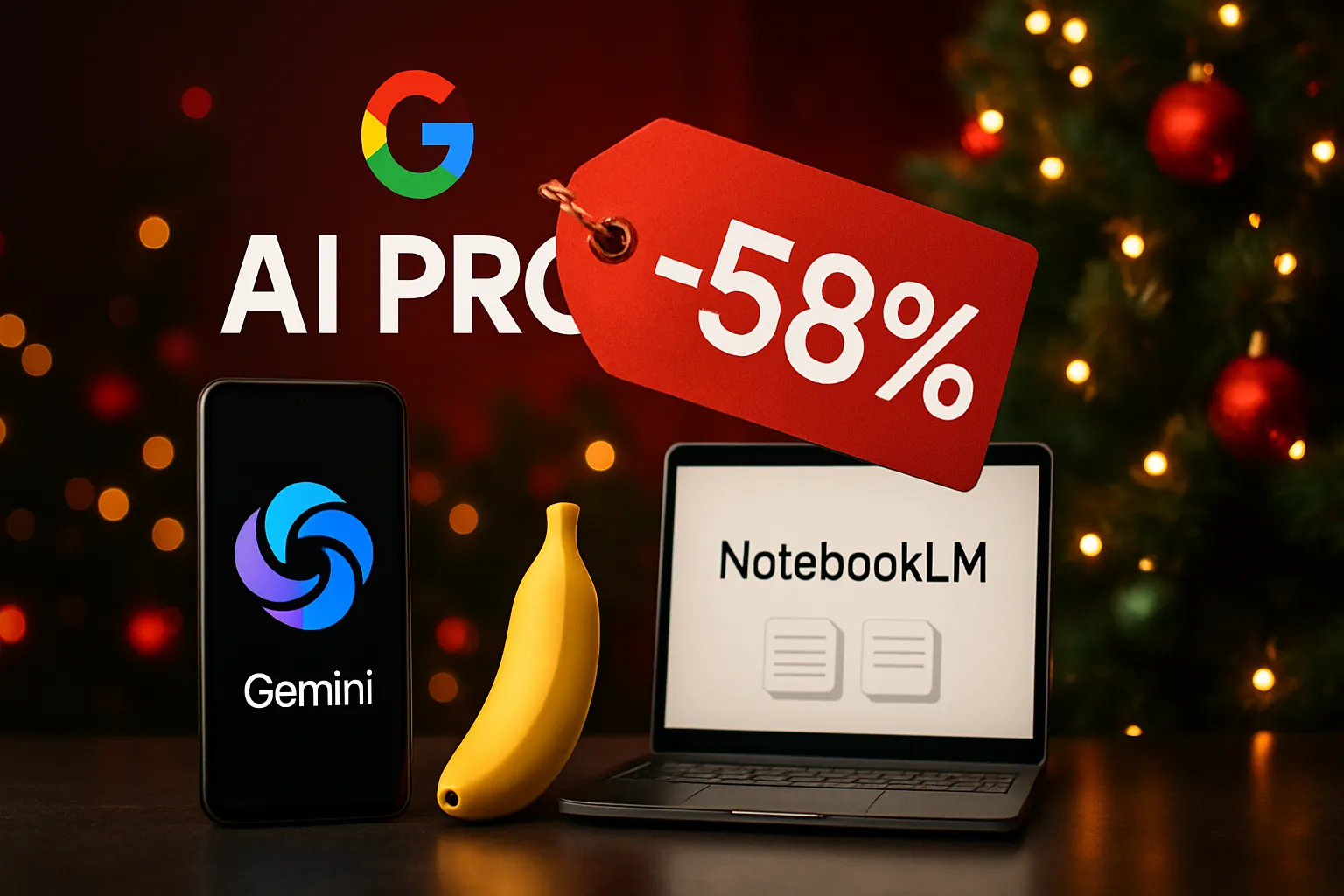 Google recorta un 58 % el precio anual de su plan AI Pro por Navidad y anima a exprimir Gemini 3, Nano Banana y NotebookLM al máximo.