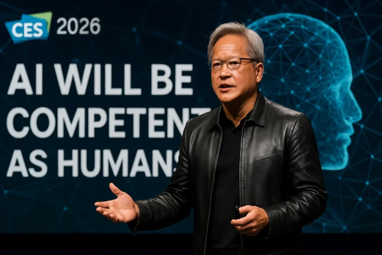 Jensen Huang dice en el CES 2026 que la IA será competente como los humanos