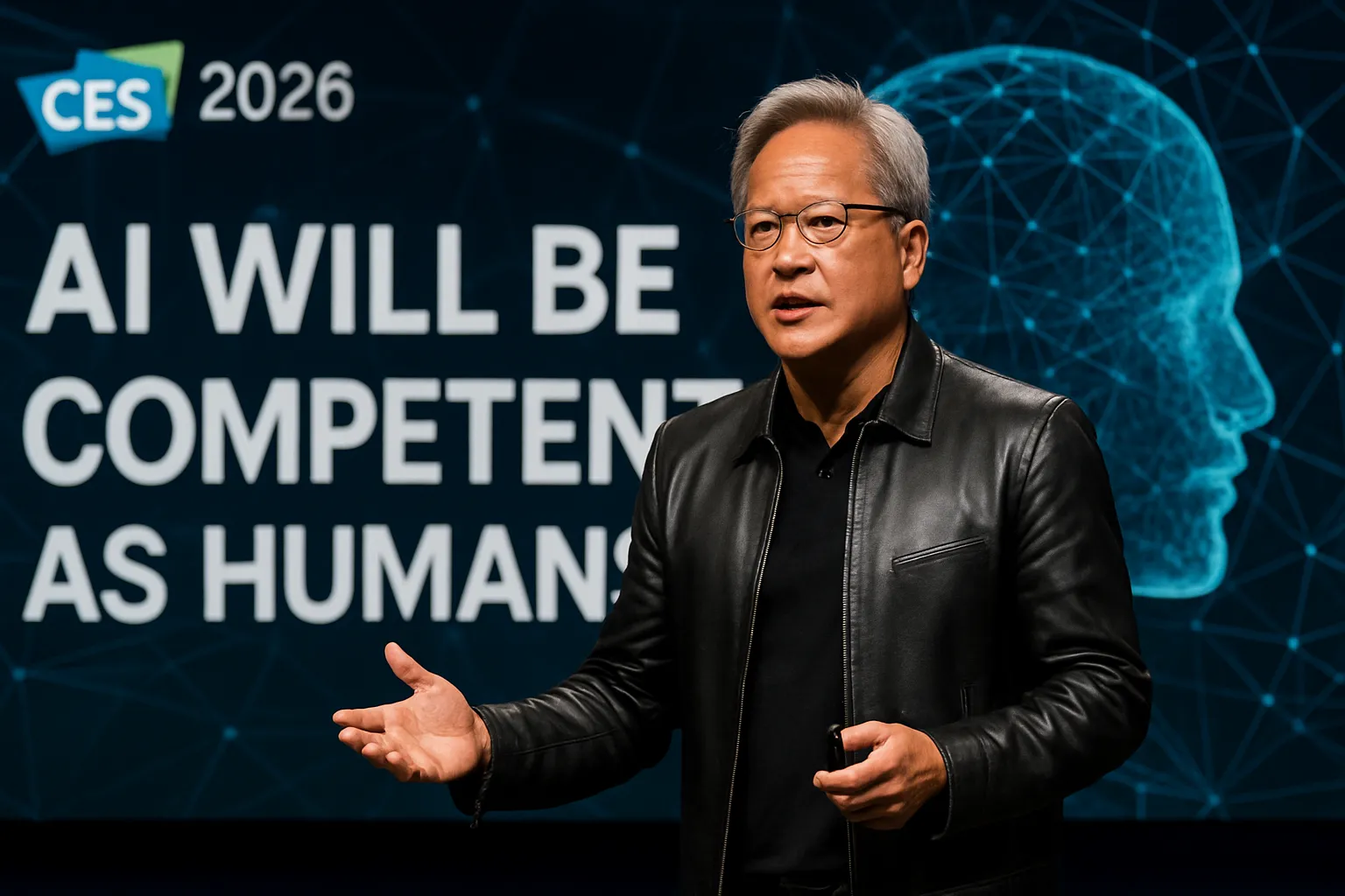 Jensen Huang dice en el CES 2026 que la IA será competente como los humanos