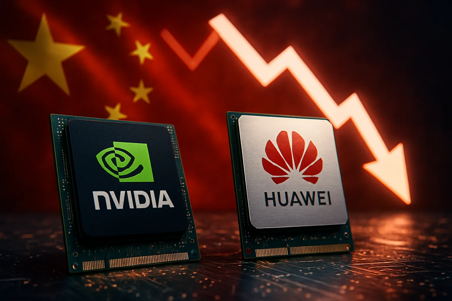 Nvidia baja las ventas en china por el desarrollo de chips de Huawei