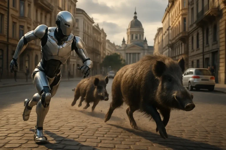 Un robot humanoide se vuelve viral tras perseguir jabalíes por una ciudad europea y desata el debate sobre la robótica real