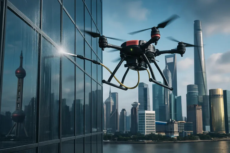 China sustituye limpiacristales de rascacielos por drones y abre una nueva era robótica