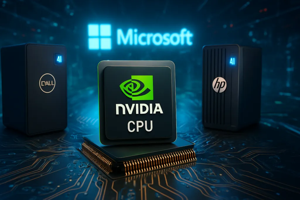 Nvidia va a por el mercado de CPU de 200.000 millones con nuevos PC de IA junto a Microsoft, Dell y HP