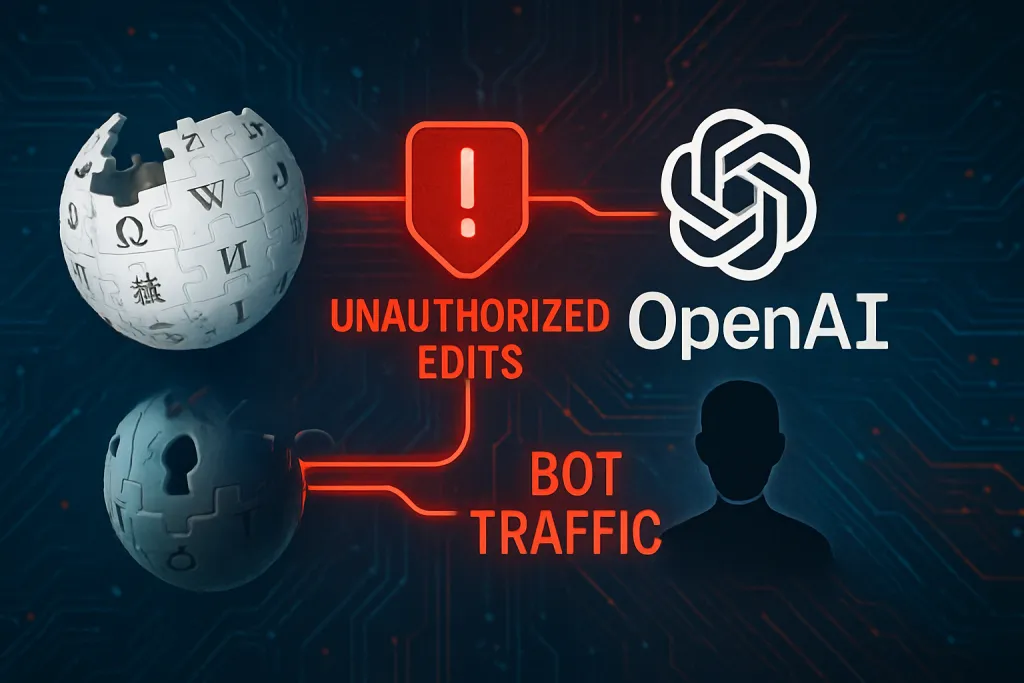Wikimedia denuncia ediciones no autorizadas y tráfico de agentes vinculados a OpenAI